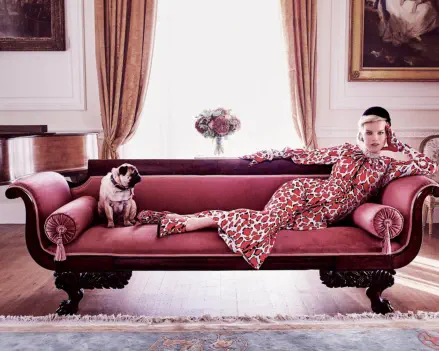 Eva Herzigová in the Drawing Room. © Tatler Magazine