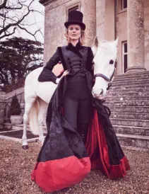 Eva Herzigová. Horse provided by Stampede Stunt Company who occupy the Gaddesden Place stables.