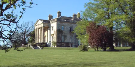 Large lawn areas in front of the house